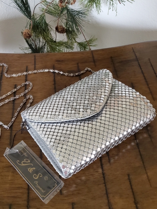 Y&S Handbags Handbags - Y&S Original Vintage Silver Sequin Evening Bag Clutch Crossbody Formal NWT